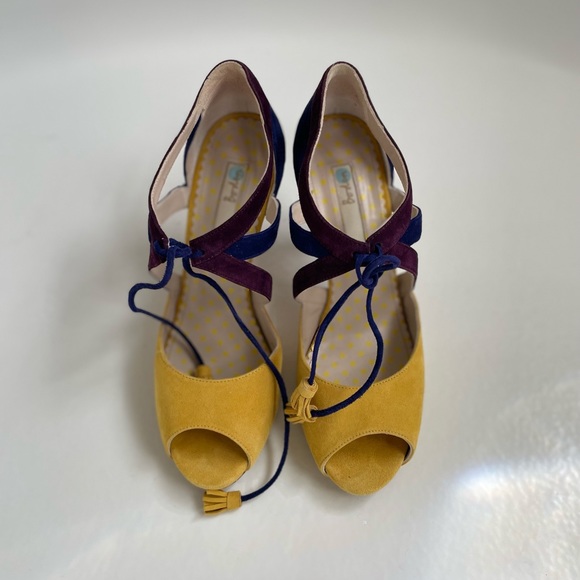 Boden Heels EU 38 Yellow Peep Toe Heels - Picture 1 of 7
